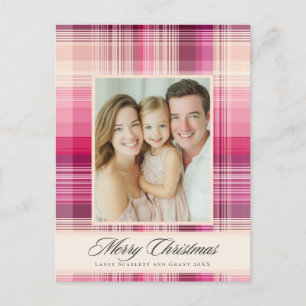 Cartes Pour Fêtes Annuelles Joyeux Noël motif férié carreaux rose