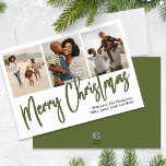 Cartes Pour Fêtes Annuelles Joyeux Noël Multi Photo Green Calligraphie<br><div class="desc">Ce design comprend un joli carte photo de calligraphie verte de Noël avec un collage multi-photo trois modèles, un minimaliste minimaliste minimaliste simple, un carte photo de vacances de Noël, une photo de famille minimaliste simple, un classique élégant Noël traditionnel, un script de calligraphie branché, un modèle trois cartes photos,...</div>