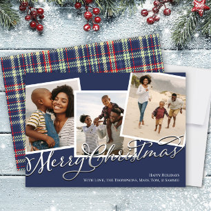 Cartes Pour Fêtes Annuelles Joyeux Noël Multi Photo Marine bleu Rouge Plaid