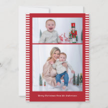 Joyeux Noël Multi-Photo Rayé Couleur Rouge