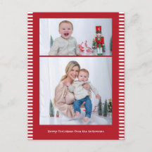 Joyeux Noël Multi-Photo Rayé Couleur Rouge