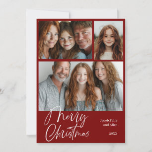 Cartes Pour Fêtes Annuelles Joyeux Noël Multi trois photo Design Rouge
