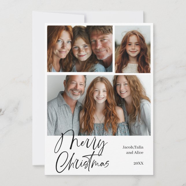 Cartes Pour Fêtes Annuelles Joyeux Noël Multi trois photos Design (Devant)
