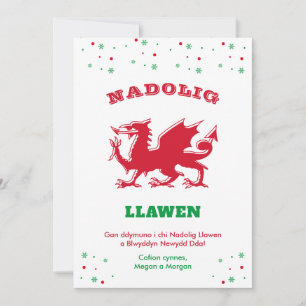 Cartes Pour Fêtes Annuelles Joyeux Noël Nadolig Llawen Dragon Rouge Gallois