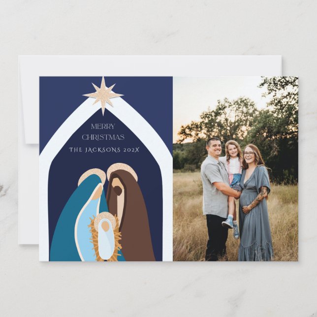 Cartes Pour Fêtes Annuelles Joyeux Noël Nativité Design (Devant)