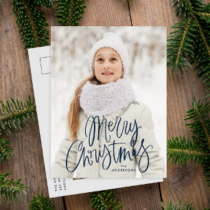 Cartes Pour Fêtes Annuelles Joyeux Noël Navy Script Merry Christmas 2 Photo