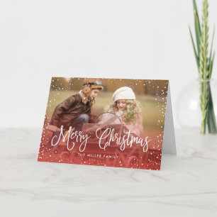 Cartes Pour Fêtes Annuelles Joyeux Noël Neige Rouge