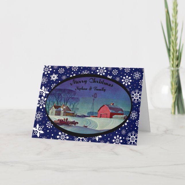 Cartes Pour Fêtes Annuelles Joyeux Noël Nephew & Famille (Devant)