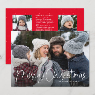 Cartes Pour Fêtes Annuelles Joyeux Noël newsletter de la famille en rouge