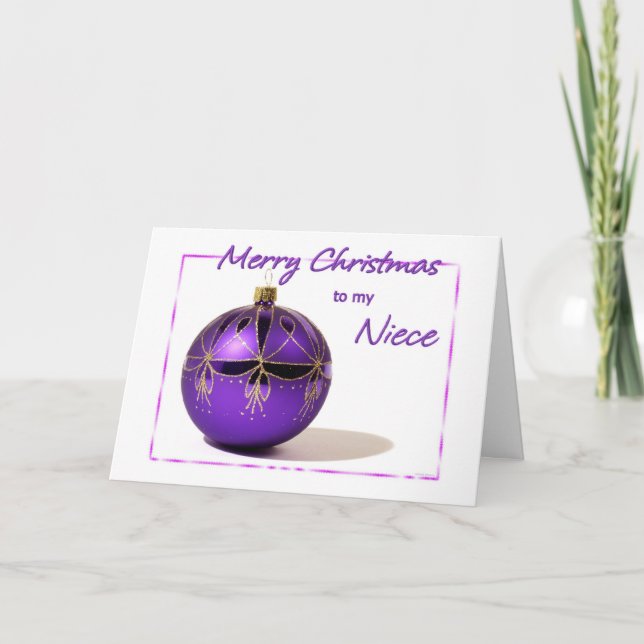 Cartes Pour Fêtes Annuelles Joyeux Noël nièce violette Ball Card (Devant)