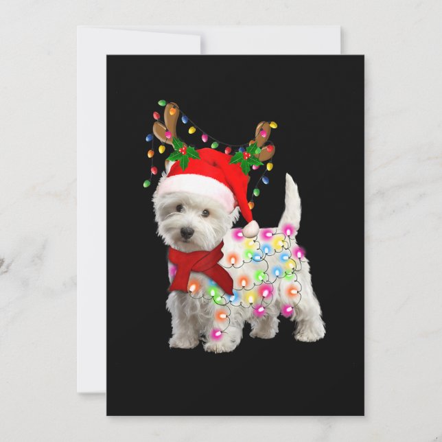 Cartes Pour Fêtes Annuelles Joyeux Noël Noël Noël Westie Chien Reindeer Cospla (Devant)
