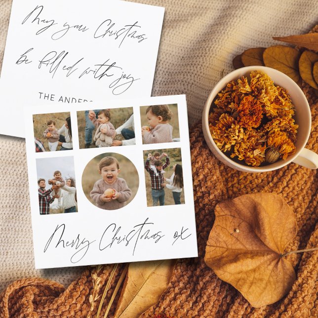 Cartes Pour Fêtes Annuelles Joyeux Noël noir & blanc photo collage (Créateur téléchargé)