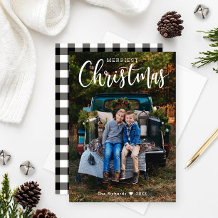 Cartes Pour Fêtes Annuelles Joyeux Noël noir Buffle Plaid Photo