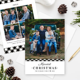 Cartes Pour Fêtes Annuelles Joyeux Noël noir Buffle Plaid Photo