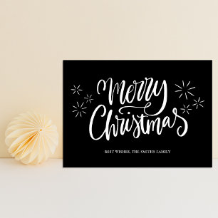 Cartes Pour Fêtes Annuelles Joyeux Noël Noir Calligraphie Moderne Non Photo