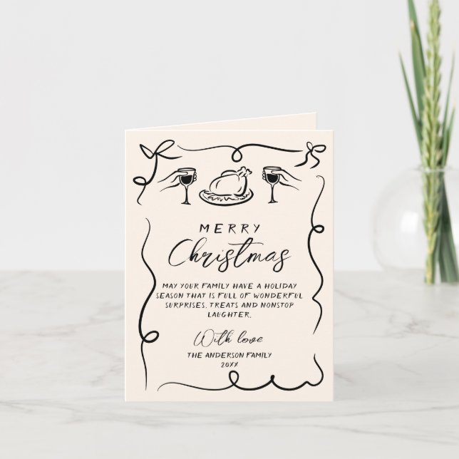 Cartes Pour Fêtes Annuelles Joyeux Noël noir et blanc rétro (Devant)