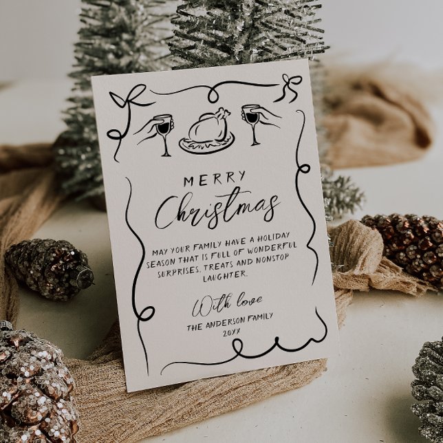 Cartes Pour Fêtes Annuelles Joyeux Noël noir et blanc rétro (Créateur téléchargé)