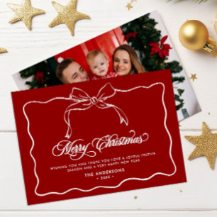 Cartes Pour Fêtes Annuelles Joyeux Noël Nom de Famille & Photo