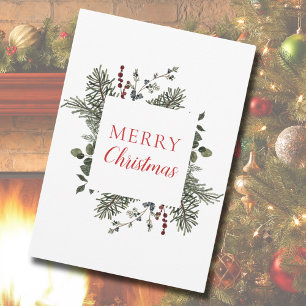 Cartes Pour Fêtes Annuelles Joyeux Noël non photo Aquarelle verte