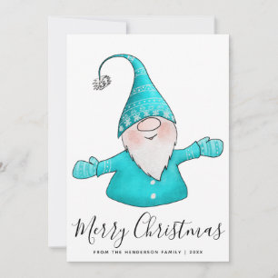 Cartes Pour Fêtes Annuelles Joyeux Noël Nordic Gnome Turquoise 2025 Calendrier