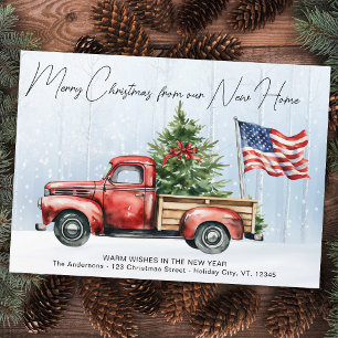 Cartes Pour Fêtes Annuelles Joyeux Noël Nouveau Accueil Vintage Camion rouge D