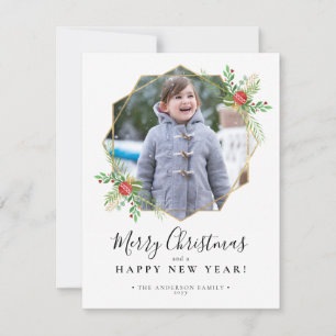 Cartes Pour Fêtes Annuelles Joyeux Noël Nouvel An Gold Photo géométrique