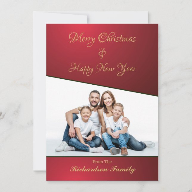 Cartes Pour Fêtes Annuelles Joyeux Noël Nouvel An Photo de famille personnalis (Devant)