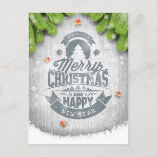 Cartes Pour Fêtes Annuelles Joyeux Noël Nouvel An Souhaits Bois Blanc Rustique