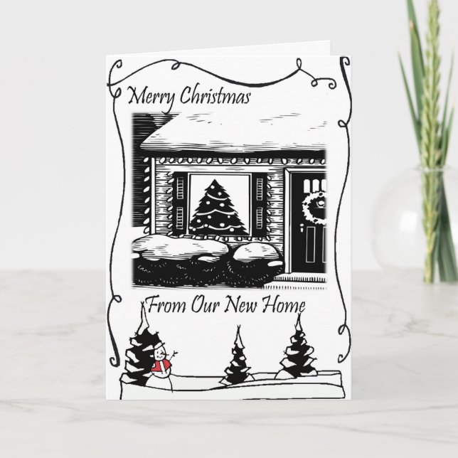 Cartes Pour Fêtes Annuelles Joyeux Noël Nouvelle adresse (Devant)