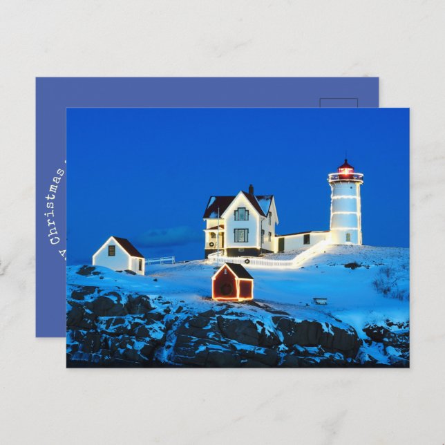 Cartes Pour Fêtes Annuelles Joyeux Noël Nubble Lighthouse (Devant / Derrière)