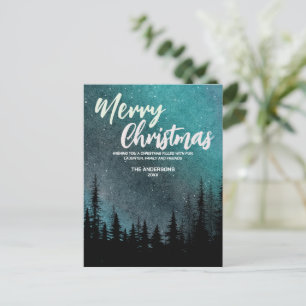 Cartes Pour Fêtes Annuelles Joyeux Noël Nuit sombre ciel forêt Vacances