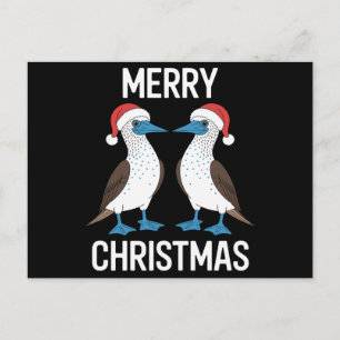 Cartes Pour Fêtes Annuelles Joyeux Noël Oiseau Sula aux Pieds Bleus Chapeau de