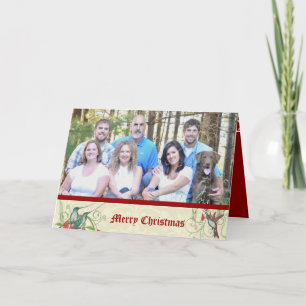 Cartes Pour Fêtes Annuelles Joyeux Noël Oiseaux Vintage Photo de Votre Famille