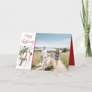 Cartes Pour Fêtes Annuelles Joyeux Noël Oiseaux Vintages Votre famille Photo