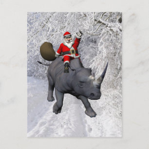 Cartes Pour Fêtes Annuelles Joyeux Noël On Rhino Rhinoceros