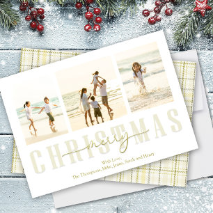 Cartes Pour Fêtes Annuelles Joyeux Noël Or Élégante Calligraphie Plaid