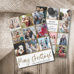 Cartes Pour Fêtes Annuelles Joyeux Noël or faux Multi Photo