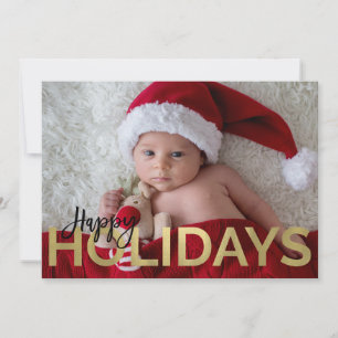 Cartes Pour Fêtes Annuelles JOYEUX NOËL Or Foil & Noir Photo Moderne
