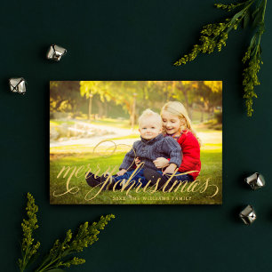Cartes Pour Fêtes Annuelles Joyeux Noël or manuscrit Script photo