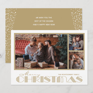 Cartes Pour Fêtes Annuelles Joyeux Noël or multiphoto or avec dorure