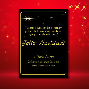 Cartes Pour Fêtes Annuelles Joyeux Noël Or & Noir Luc 2:14 Verset