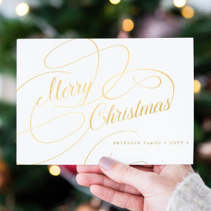 Cartes Pour Fêtes Annuelles Joyeux Noël or script simple élégant
