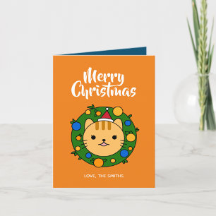 Cartes Pour Fêtes Annuelles Joyeux Noël Orange Chat
