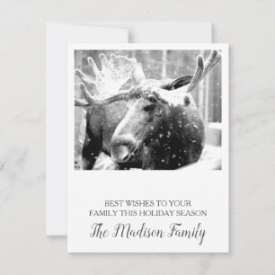 Cartes Pour Fêtes Annuelles Joyeux Noël orignal dans la neige d'hiver