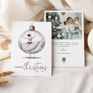Cartes Pour Fêtes Annuelles Joyeux Noël Ornement Photo Aquarelle
