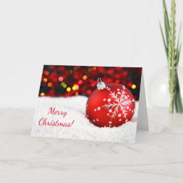 Cartes Pour Fêtes Annuelles Joyeux Noël Ornement rouge en neige