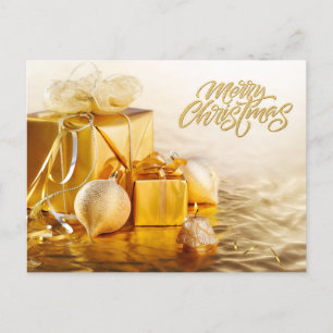 Cartes Pour Fêtes Annuelles Joyeux Noël Ornements d'or et boîtes cadeaux