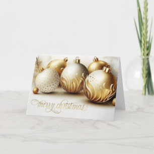 Cartes Pour Fêtes Annuelles Joyeux Noël Ornements Or et Blanc