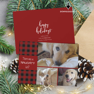 Cartes Pour Fêtes Annuelles Joyeux Noël ou Gentil Plaid Rouge JOYEUX NOËL 3 Ph