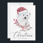 Cartes Pour Fêtes Annuelles Joyeux Noël. Ours polaire aquarelle. Animal<br><div class="desc">Carte "Joyeux Noël" avec aquarelle mignon ours polaire.</div>